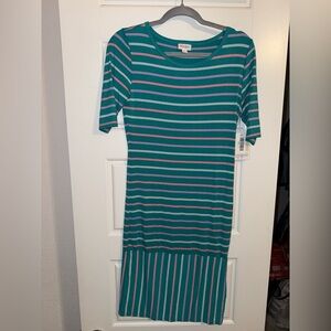 NWT LuLaRoe Striped Dress in Teal‎ and Pink